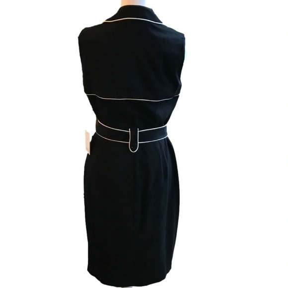 NWT Calvin Klein Trench Sleeveless Dress Black with white trim women’s size 4 - Picture 4 of 7